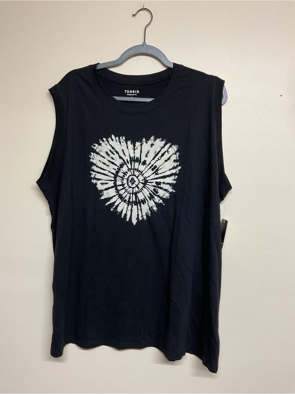 torrid Black Tie-Dye Heart Muscle Tank